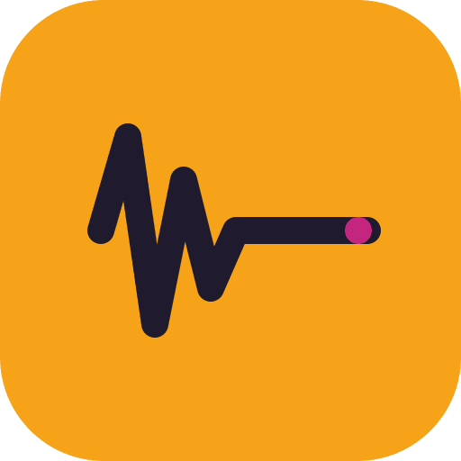 The betterflo logomark as a flat PNG, a rounded marigold square carrying one dark waveform stroke that settles into a straight line at a magenta caret